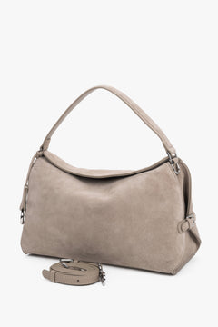 Beige Damen-Schultertasche mit zusätzlichem verstellbarem Riemen