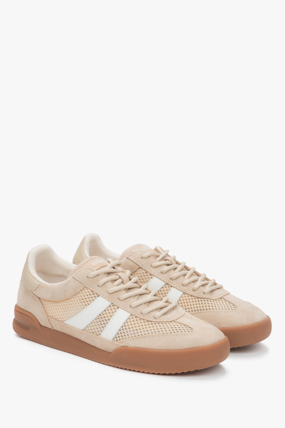 Stylische beige Sneaker mit Schnürung und weicher Sohle Estro ER00116897