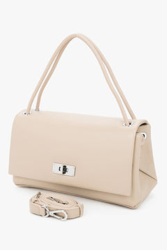 Beige Damen-Umhängetasche mit zusätzlichem langem Riemen
