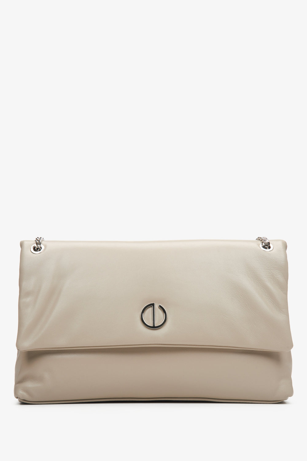 Beige-graue Damenhandtasche mit Kettenriemen Estro ER00114984.