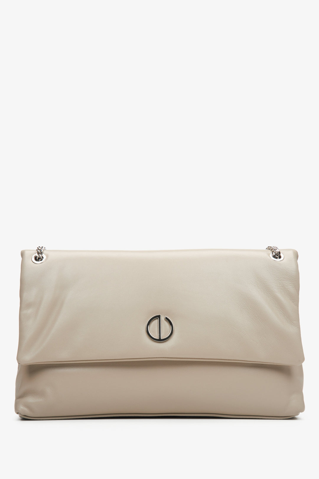 Beige-graue Damenhandtasche mit Kettenriemen Estro ER00114984.