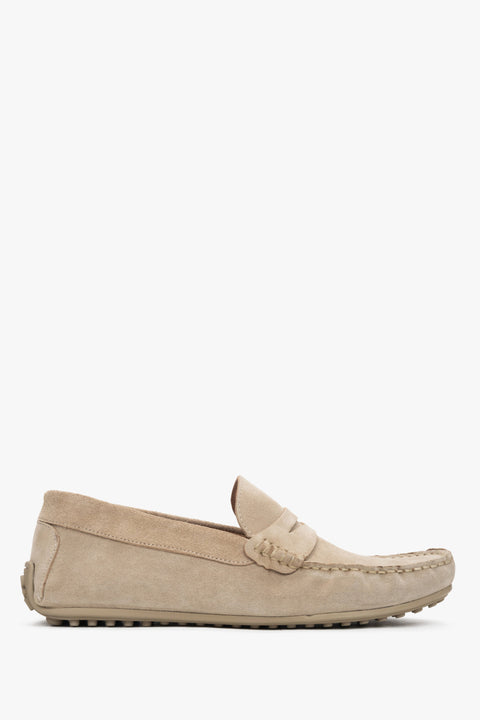 Beiger Herren-Loafer aus Veloursleder von Estro in Seitenansicht – Estro ER00117603
