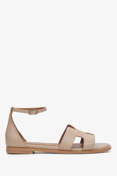 Beige Ledersandalen für Damen Estro ER00115453.