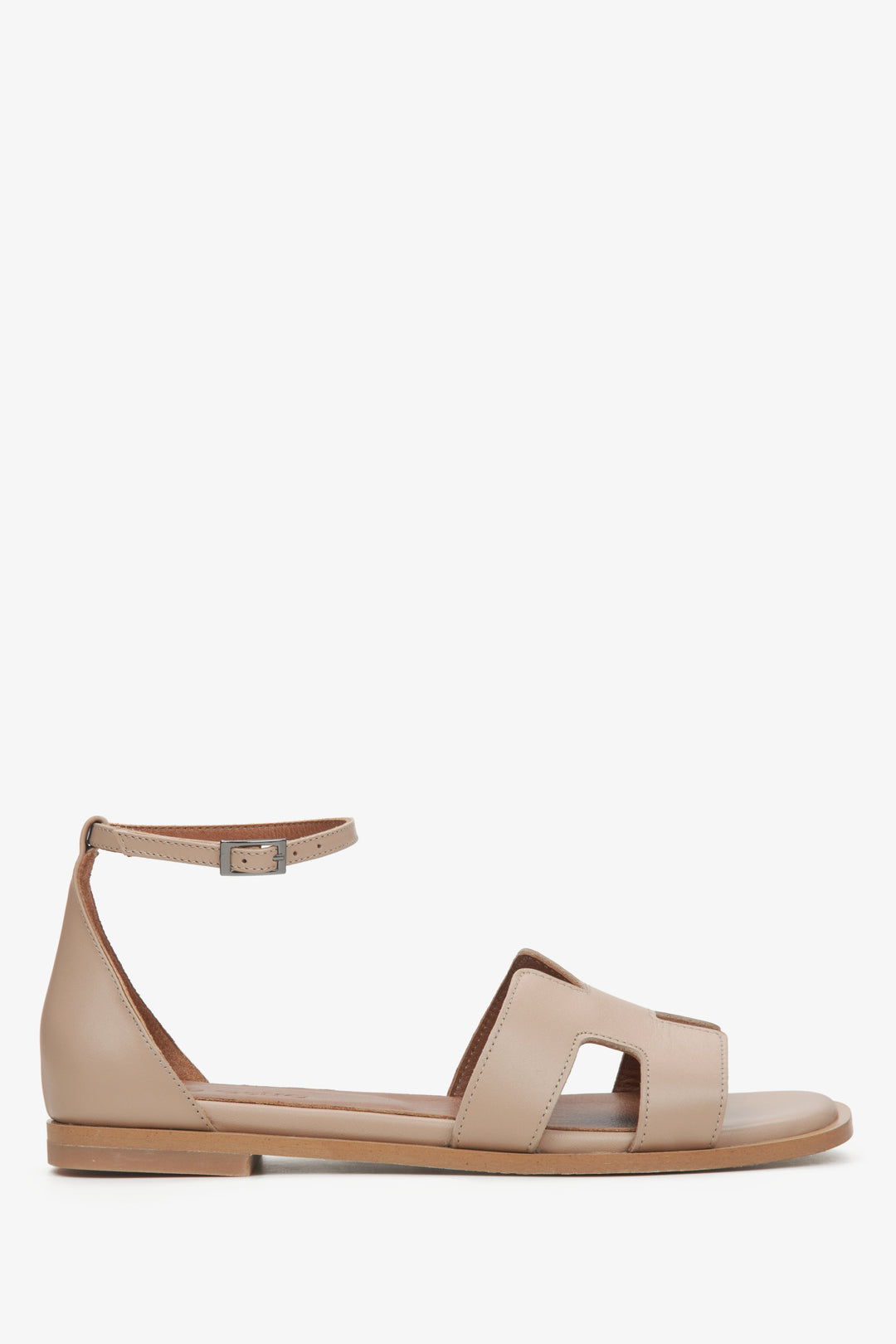 Beige Ledersandalen für Damen Estro ER00115453.