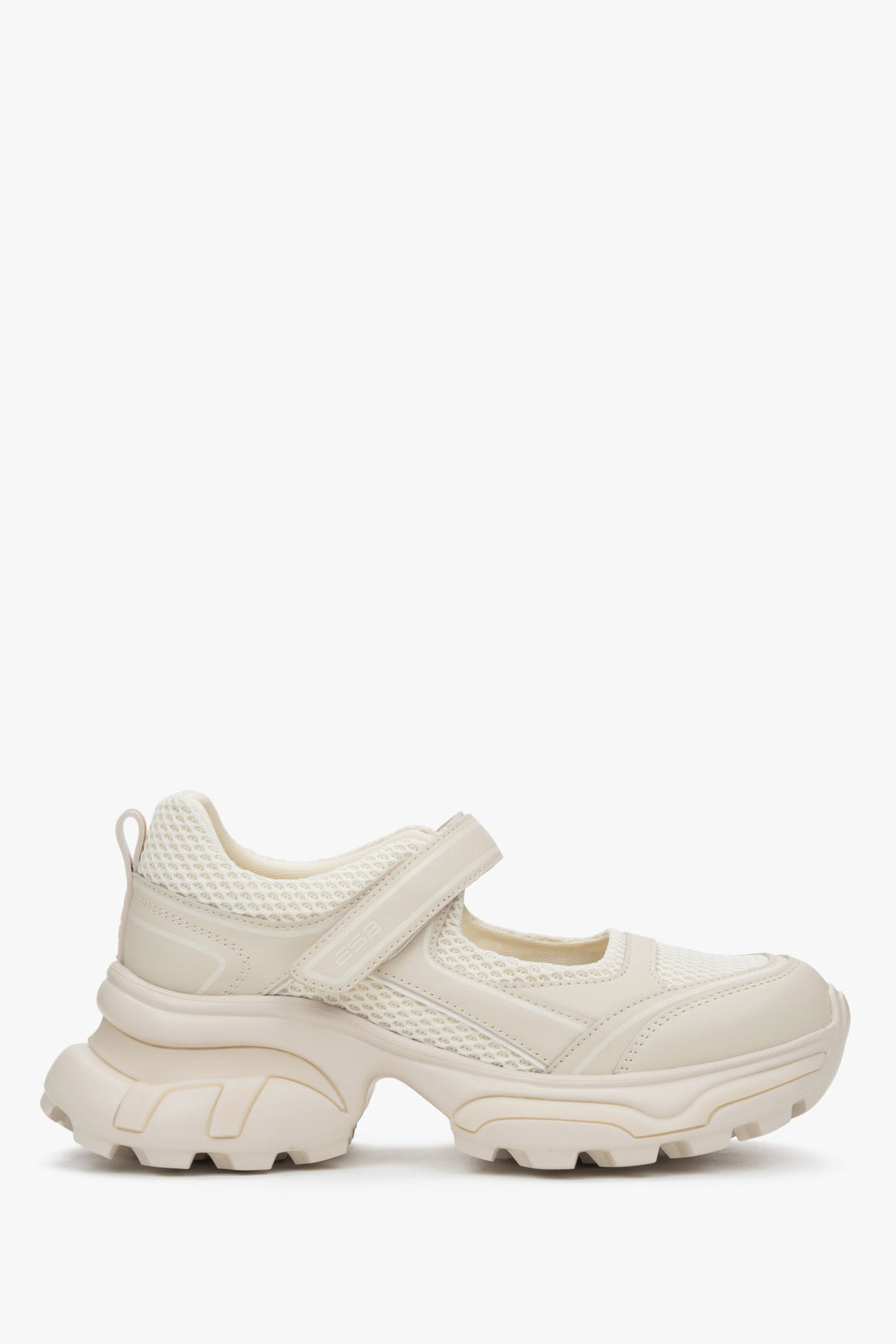 Beige Sneaker-Sandale für Damen aus Leder und atmungsaktivem Textil ES8 ER00117134.