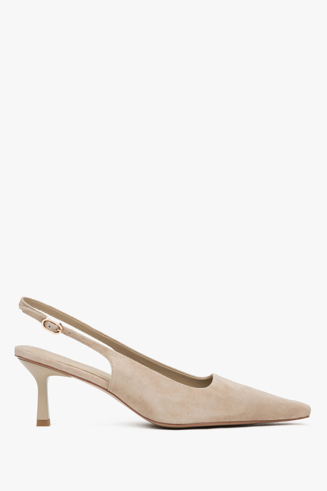 Beige Damen Slingback-Pumps aus Velours mit niedrigem Absatz Estro ER00117228