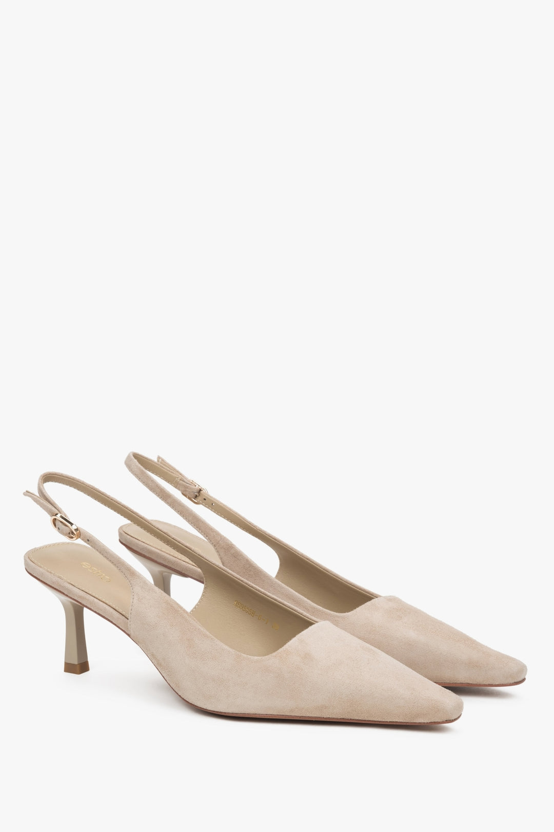Seitliche Ansicht der beigen Velours Slingback-Pumps Estro ER00117228