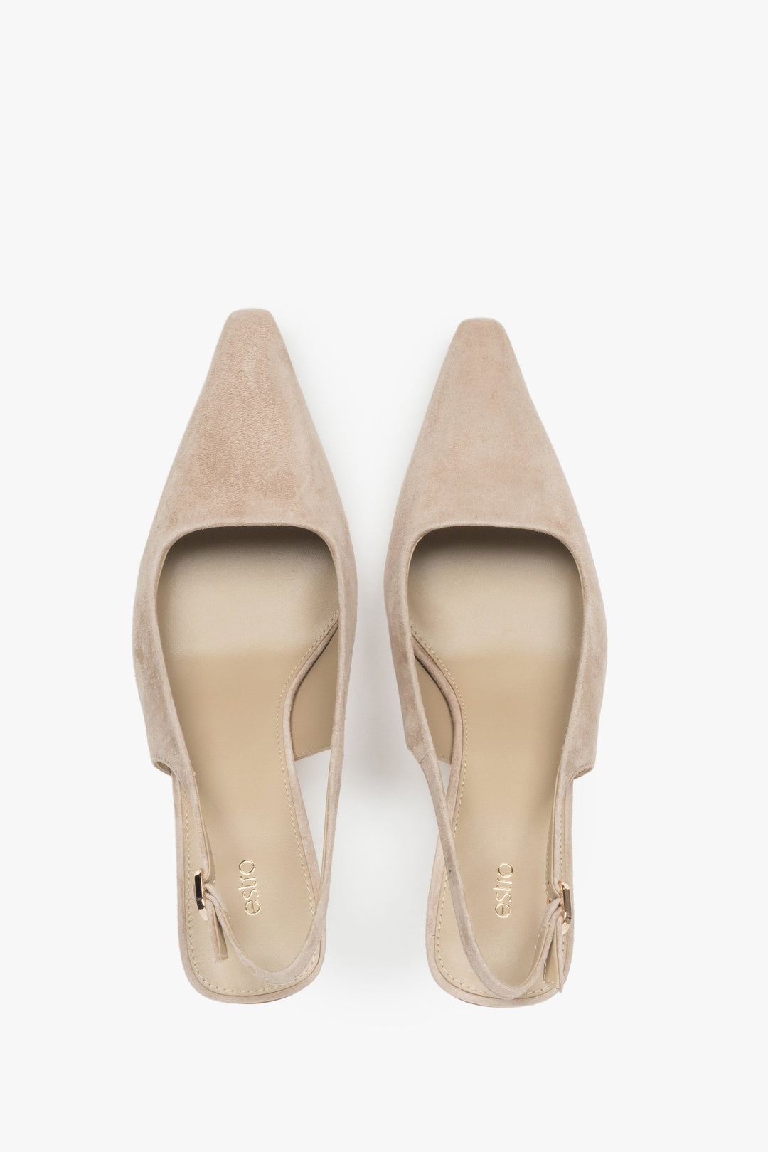 Niedriger Absatz bei beigen Damen Slingback-Pumps Estro ER00117228