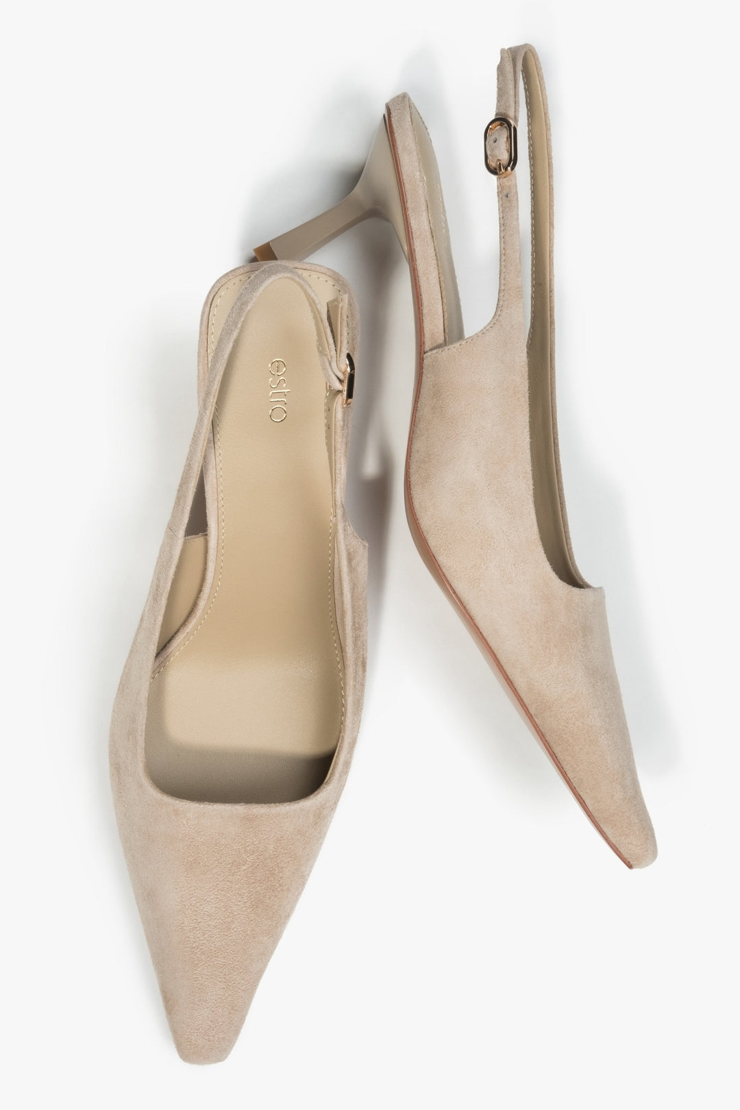 Klassischer Schnallenverschluss bei beigen Slingback-Pumps Estro ER00117228