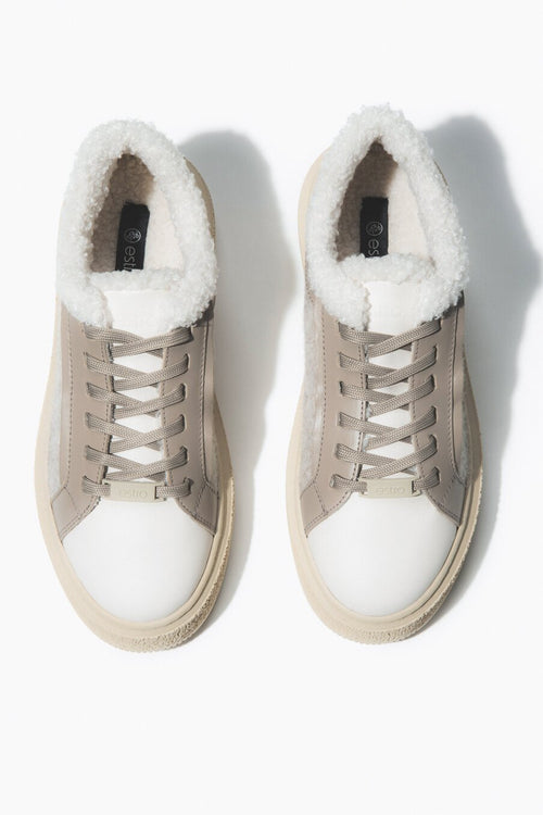 Beige Winter-Sneaker aus italienischem Velours und Glattleder Estro ER00116046.