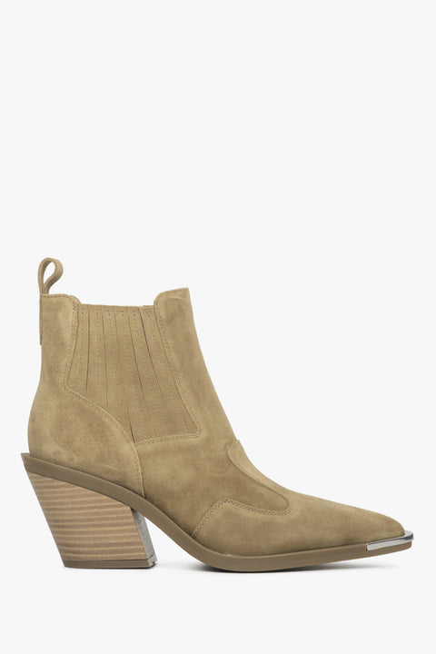 Beiger Damen-Cowboystiefel aus edlem italienischem Velours Estro ER00114523.