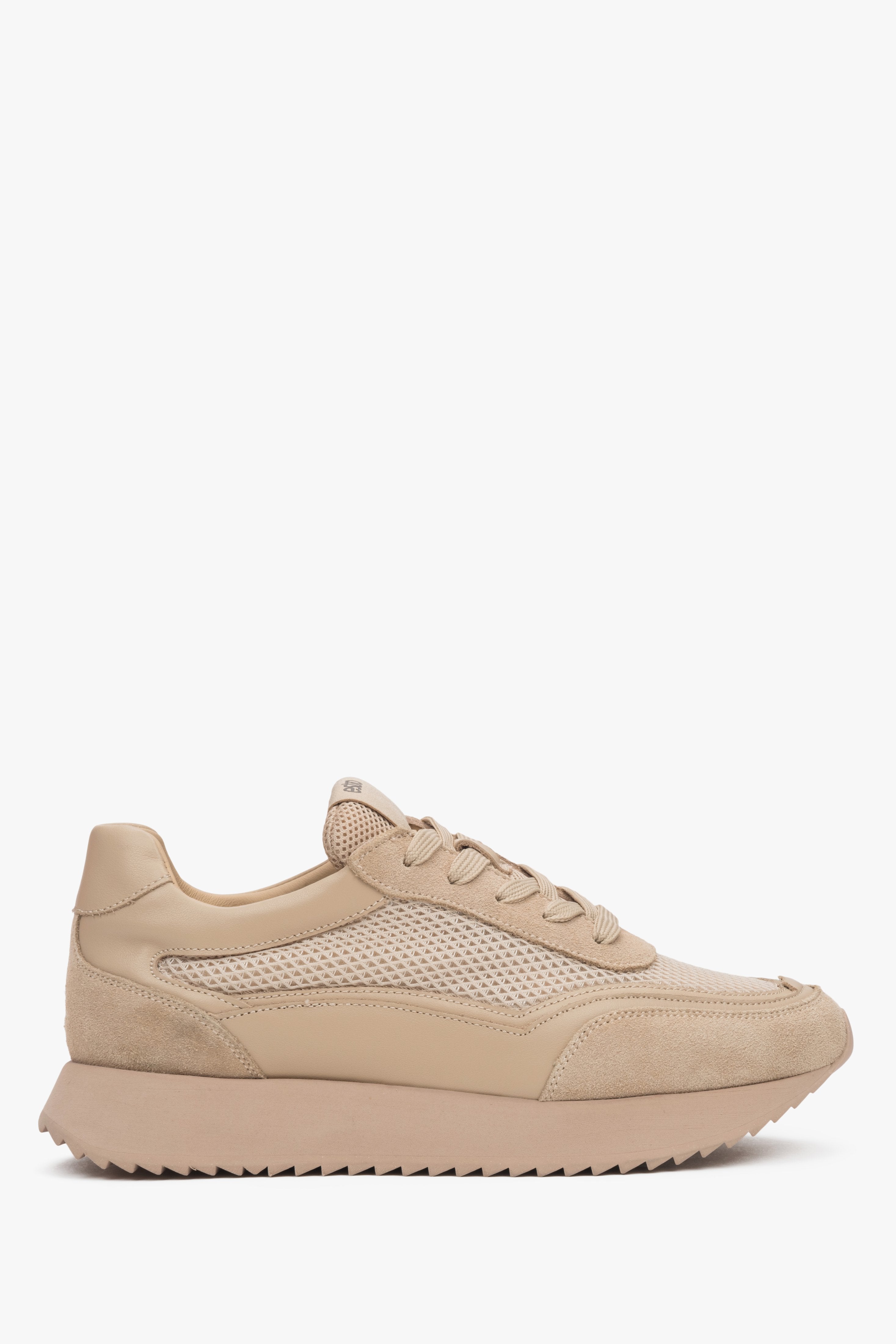 Beiger Damen-Sneaker aus einem Leder-Velours-Mix Estro ER00117159.