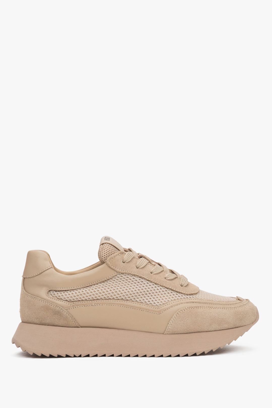 Beiger Damen-Sneaker aus einem Leder-Velours-Mix Estro ER00117159.
