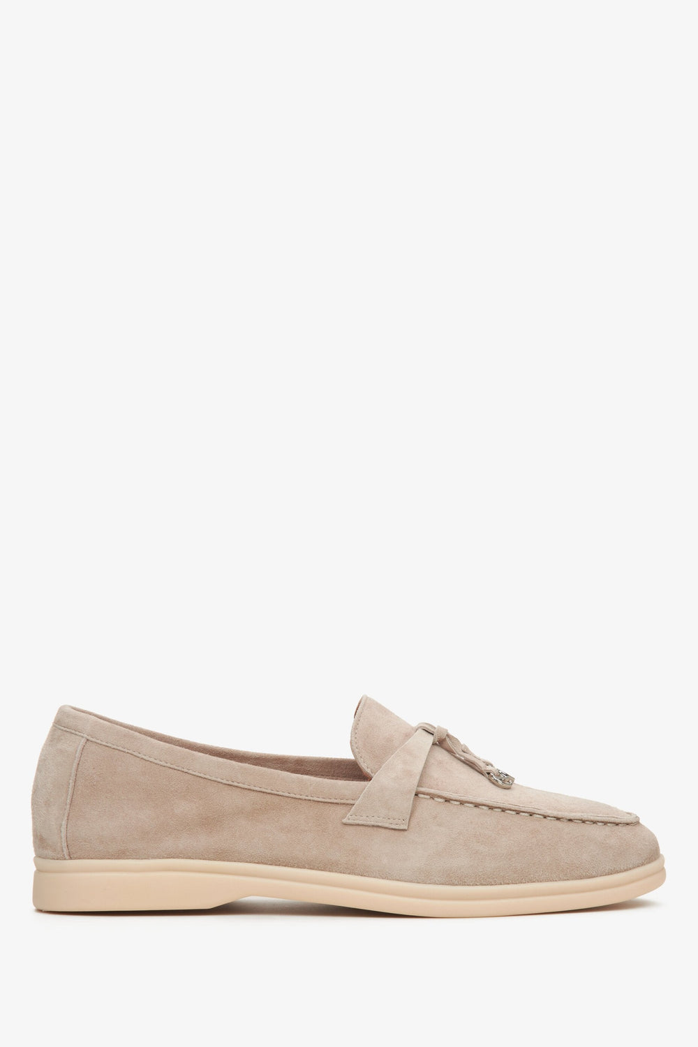 Beiger Damen-Tasselloafer aus edlem Velours Estro ER00112681.
