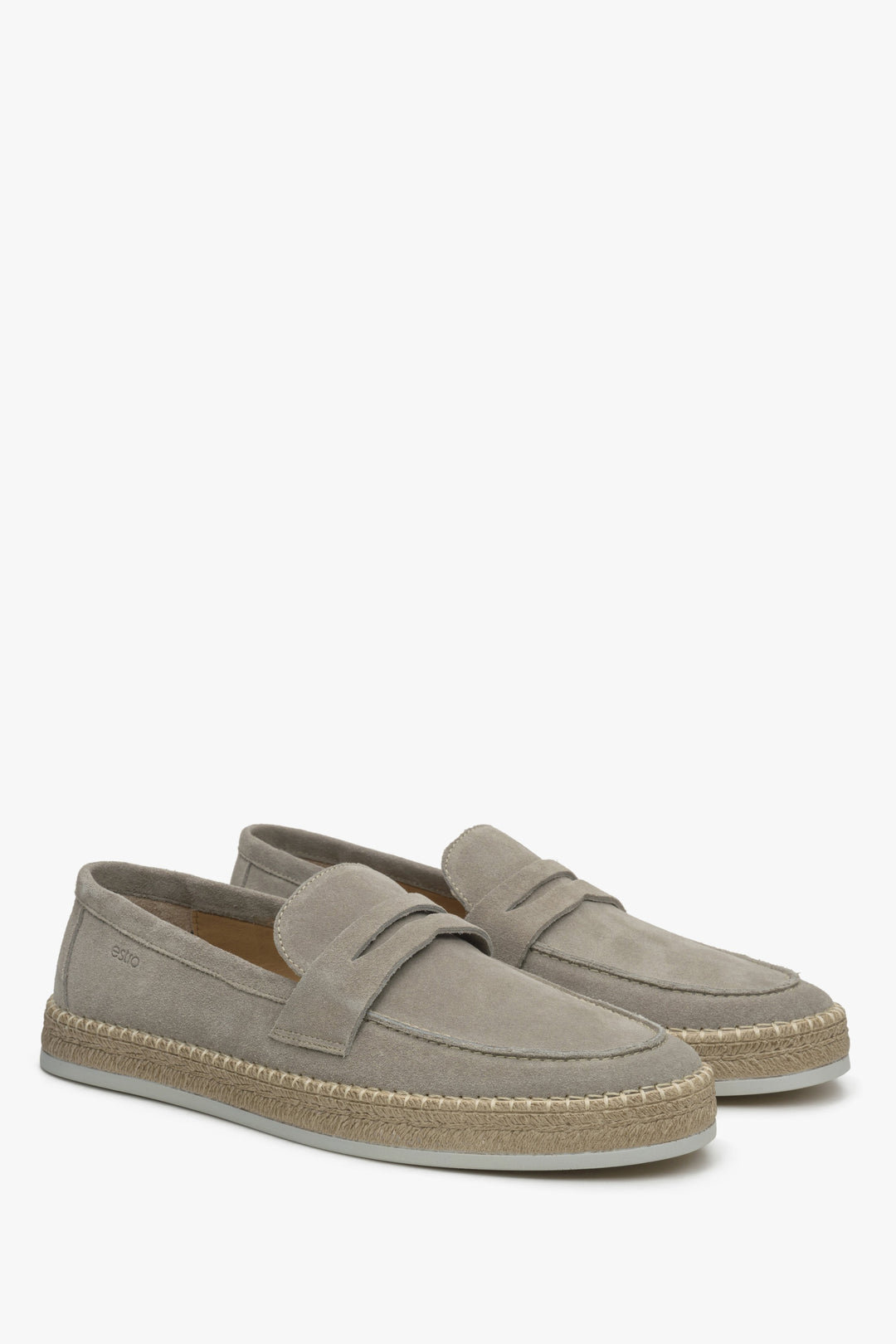 Beige Herren-Mokassins von Estro aus echtem italienischem Velours.