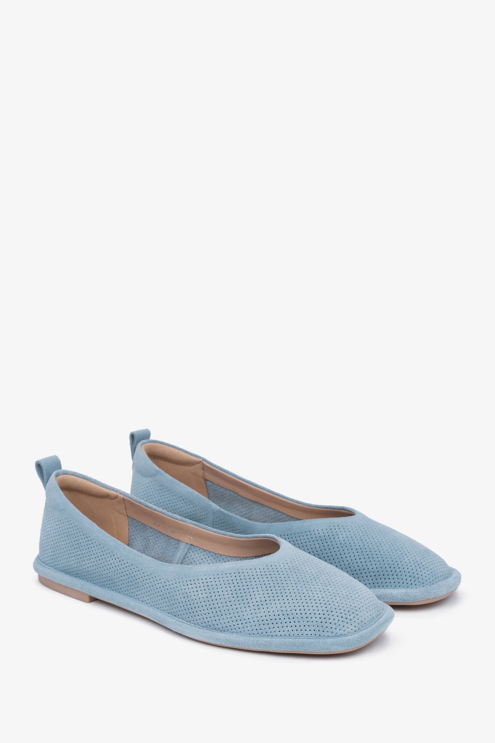 Sommerliche blaue Ballerinas aus echtem Velours mit atmungsaktiver Struktur ER00116925