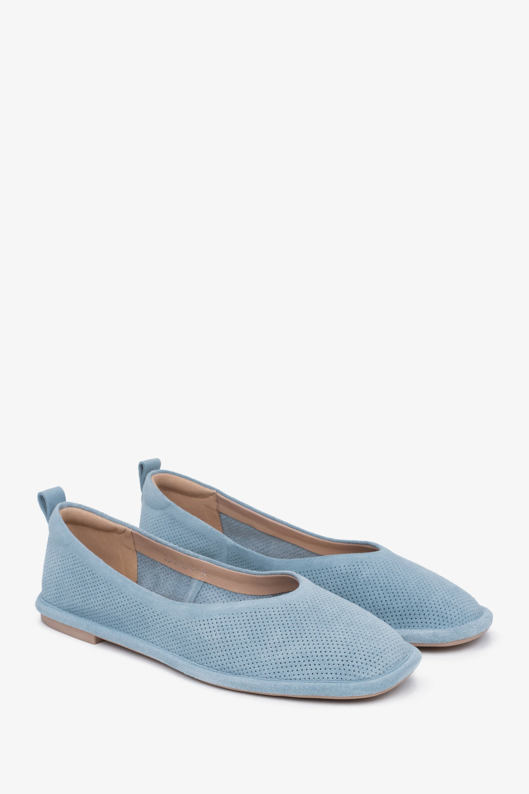 Sommerliche blaue Ballerinas aus echtem Velours mit atmungsaktiver Struktur ER00116925