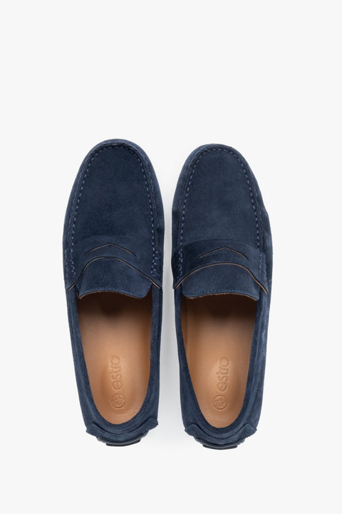 Slip-On Herrenslipper in Navy mit Ziernähten Estro ER00117610