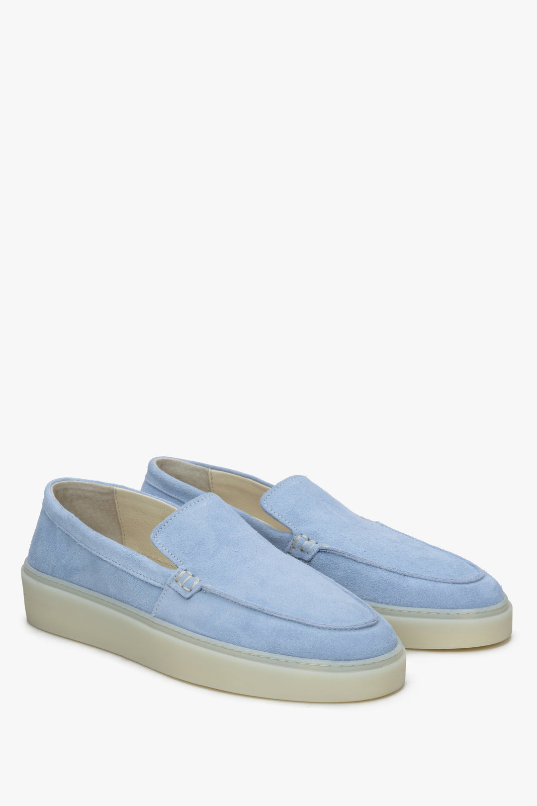 Damen-Mokassins in Blau aus echtem Velours von Estro.