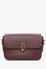 Bordeauxfarbene Damen-Schultertasche aus edlem Echtleder Estro ER00115800.