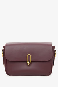 Bordeauxfarbene Damen-Schultertasche aus edlem Echtleder Estro ER00115800.