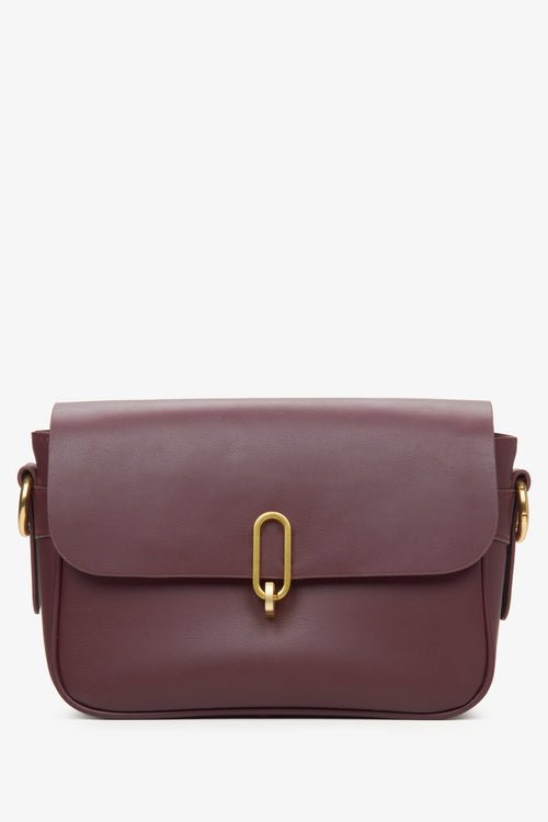 Bordeauxfarbene Damen-Schultertasche aus edlem Echtleder Estro ER00115800.