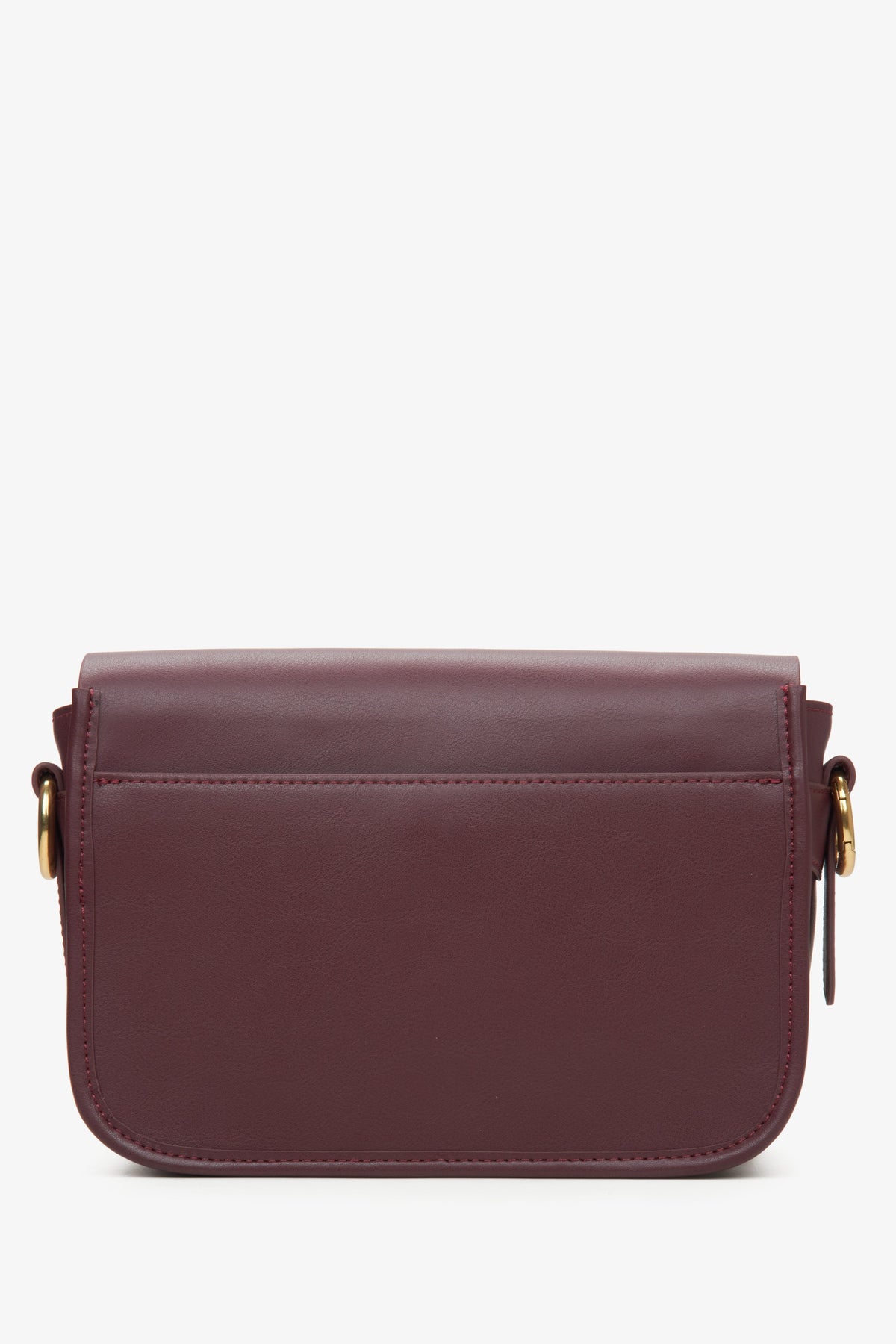 Bordeauxrote Damenhandtasche aus Leder von Estro – Rückansicht.