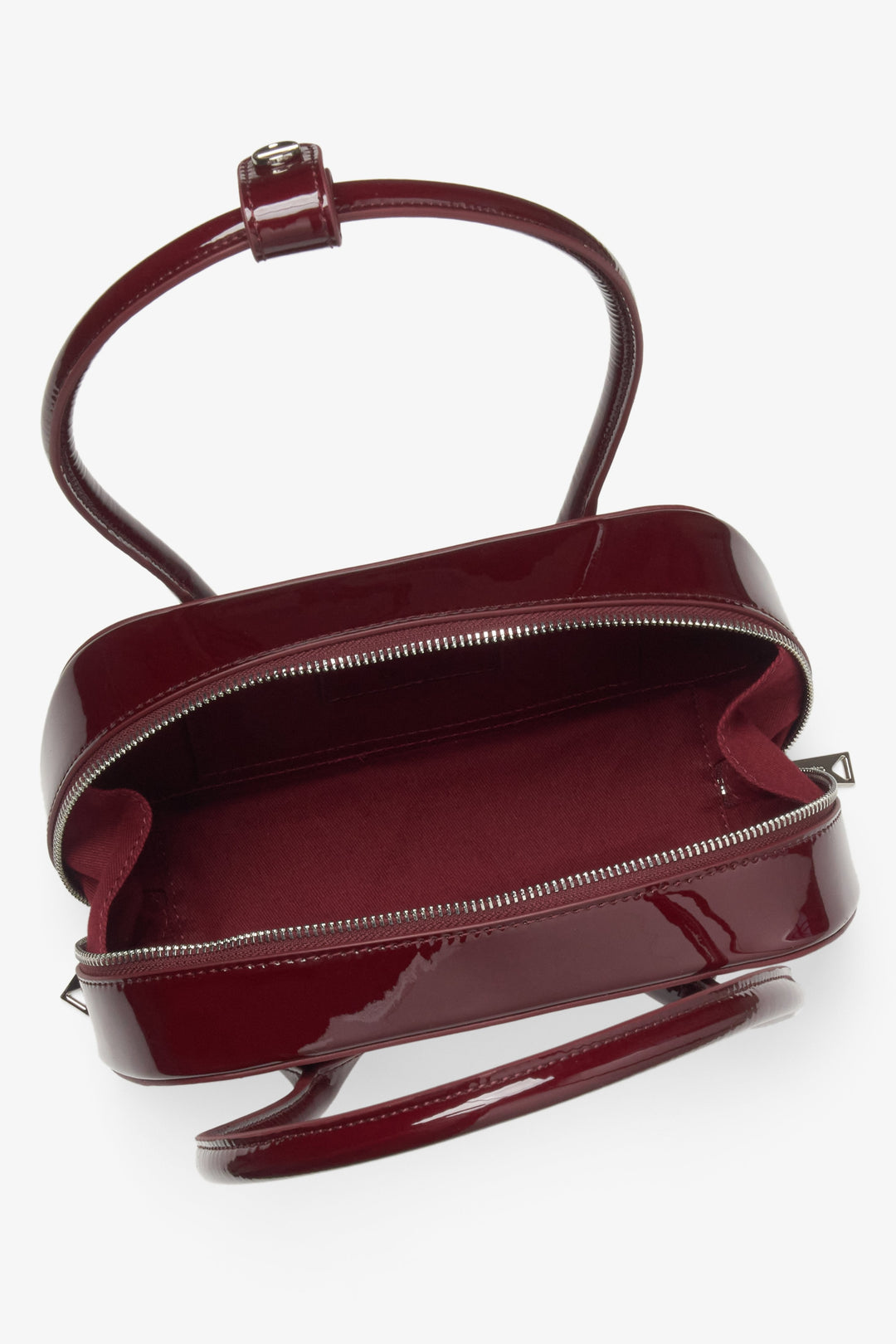 Elegante Damen-Schultertasche von Estro in Bordeaux, gefertigt aus Lackleder.