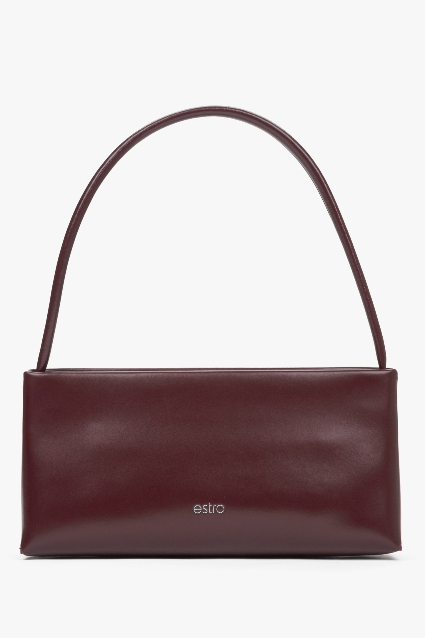 Bordeauxfarbene Damen-Schultertasche aus edlem Leder Estro ER00115801.