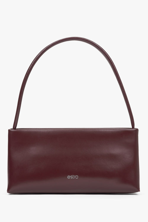 Bordeauxfarbene Damen-Schultertasche aus edlem Leder Estro ER00115801.