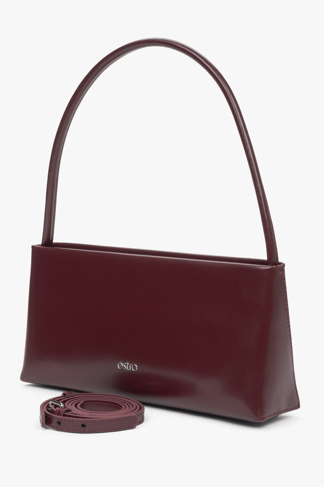 Bordeauxfarbene Damen-Schultertasche aus edlem Leder Estro ER00115801