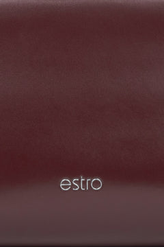 Bordeauxrote Damen-Schultertasche aus edlem Leder Estro ER00115801