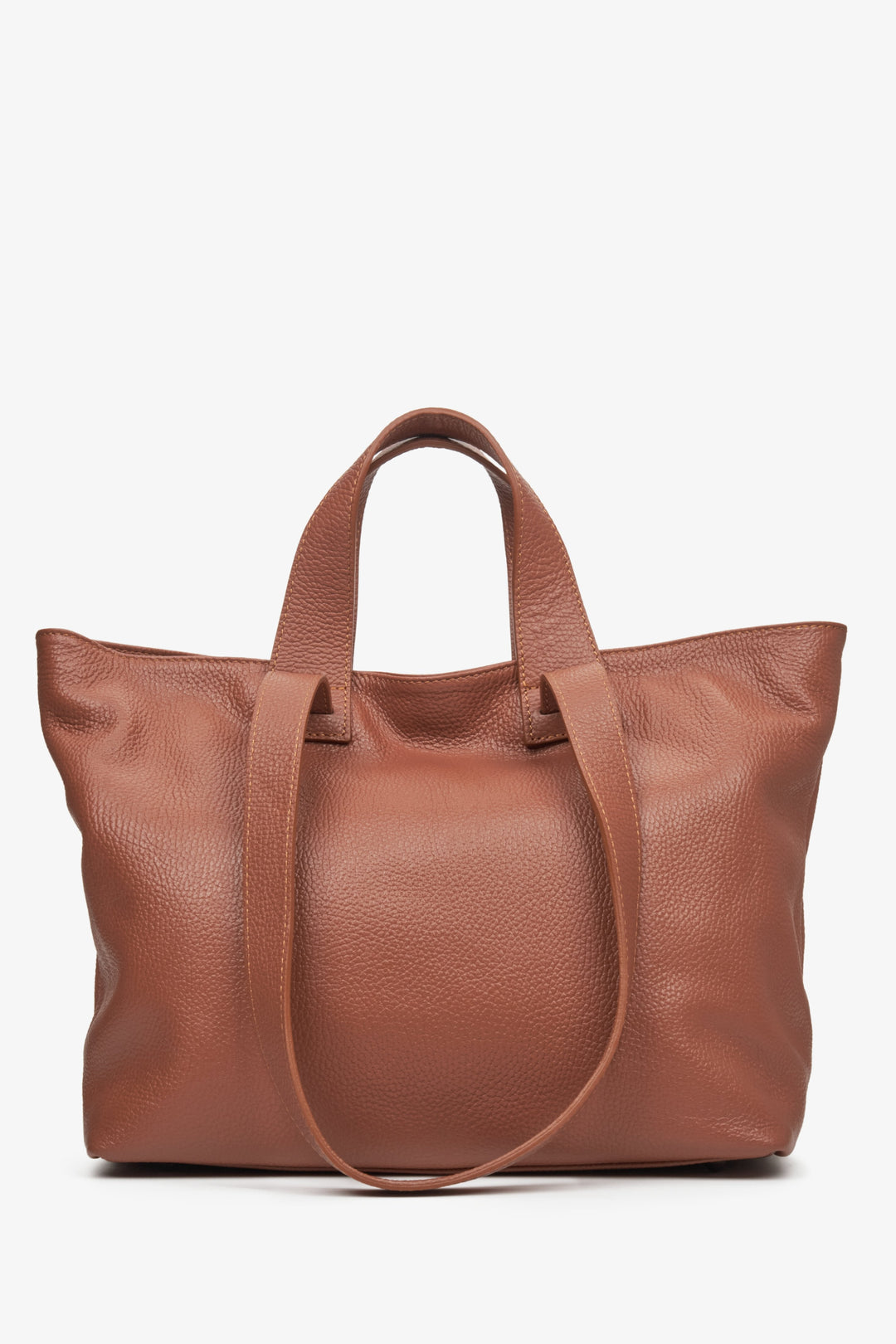 Große Damenhandtasche von Estro aus echtem braunem Leder.