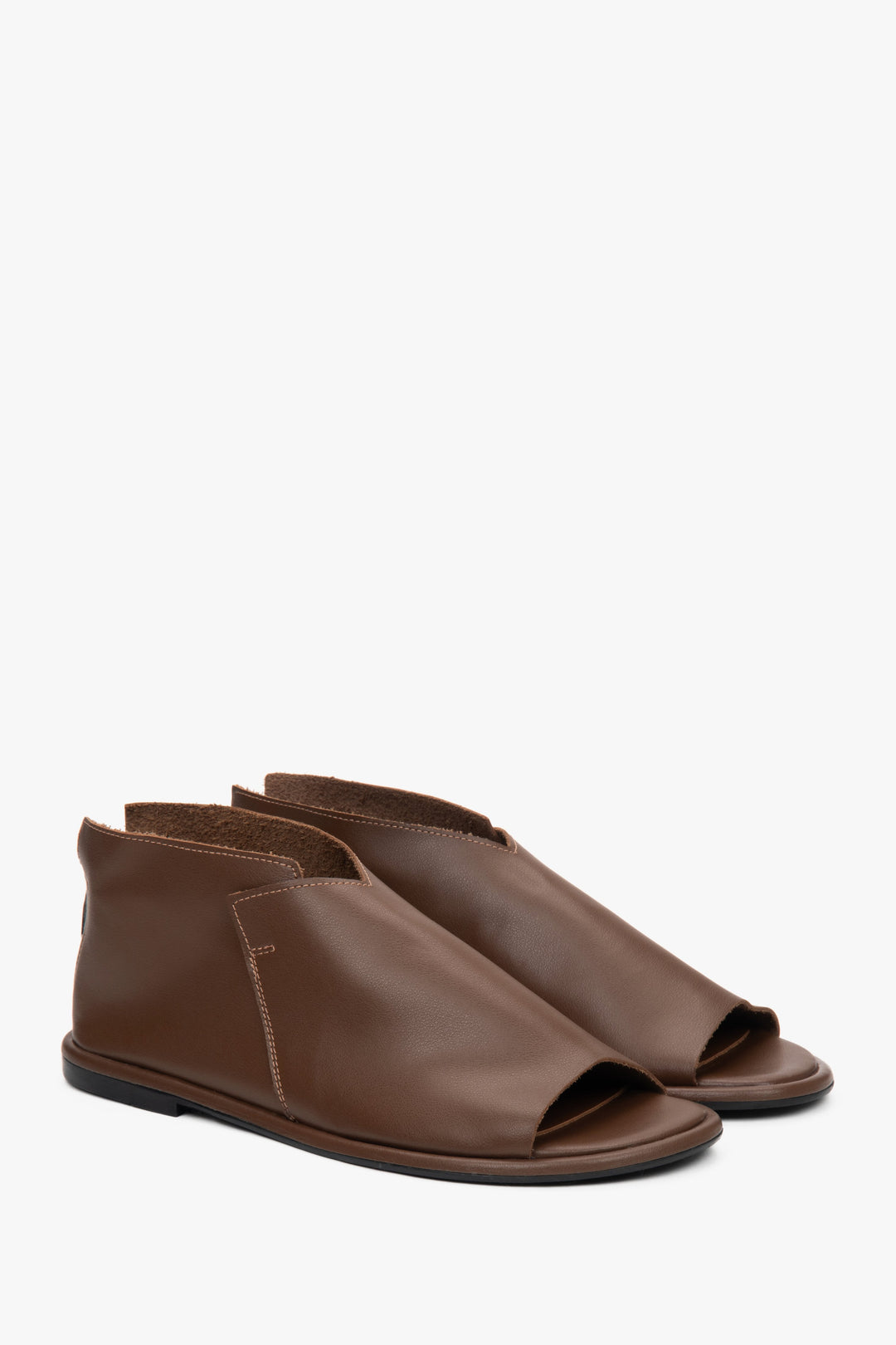 Braune Damen Sandalen aus Leder mit geschlossener Ferse Estro ER00117375
