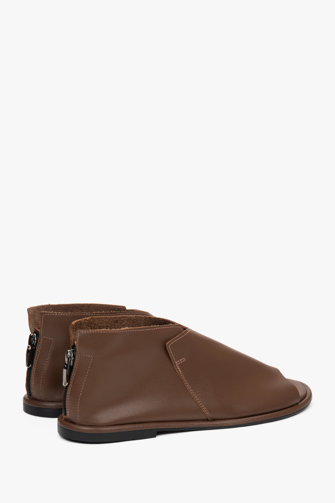 Braune Damen Sandalen aus Leder mit geschlossener Ferse Estro ER00117375