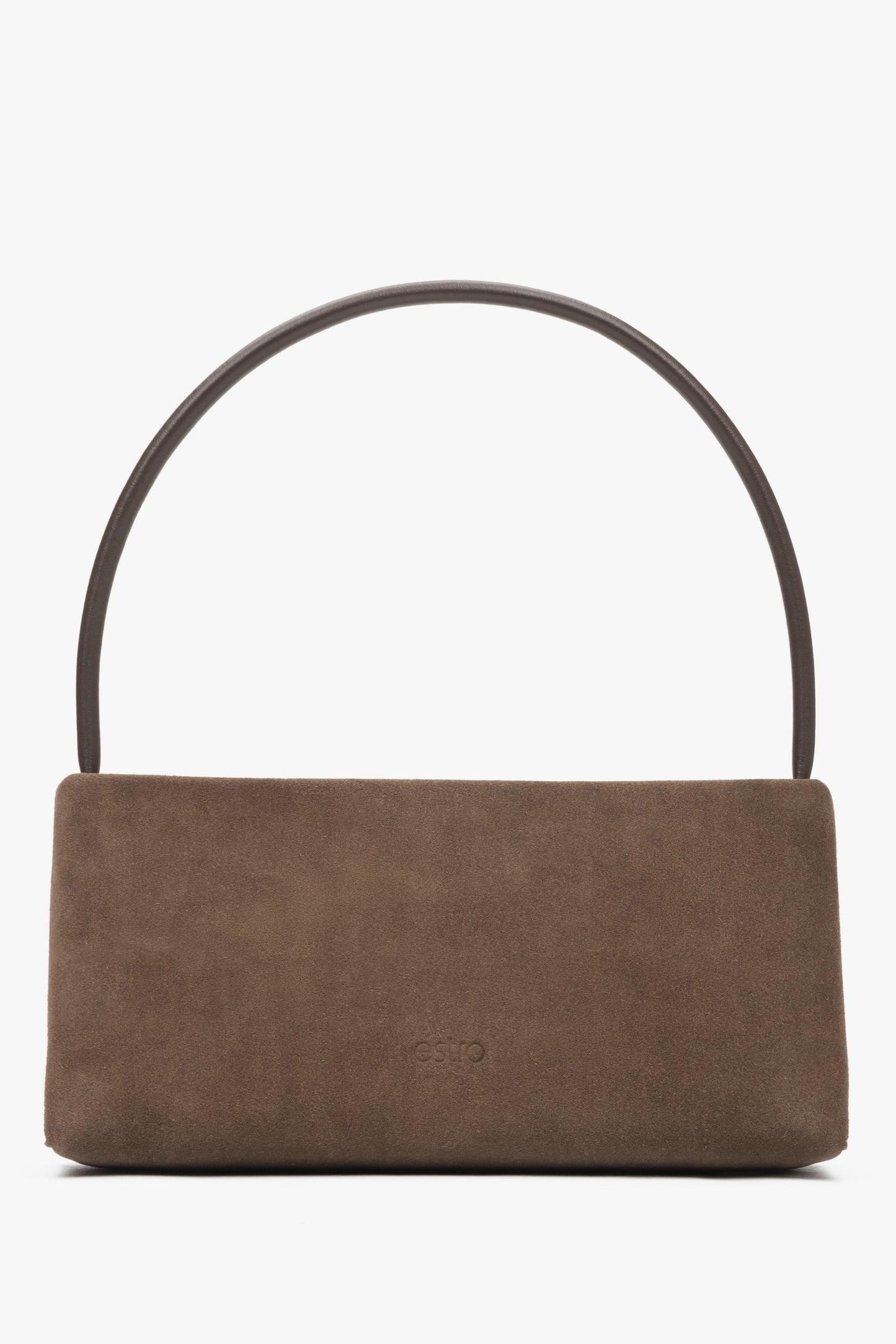 Braune Damen-Schultertasche aus echtem Velours Estro ER00116821.