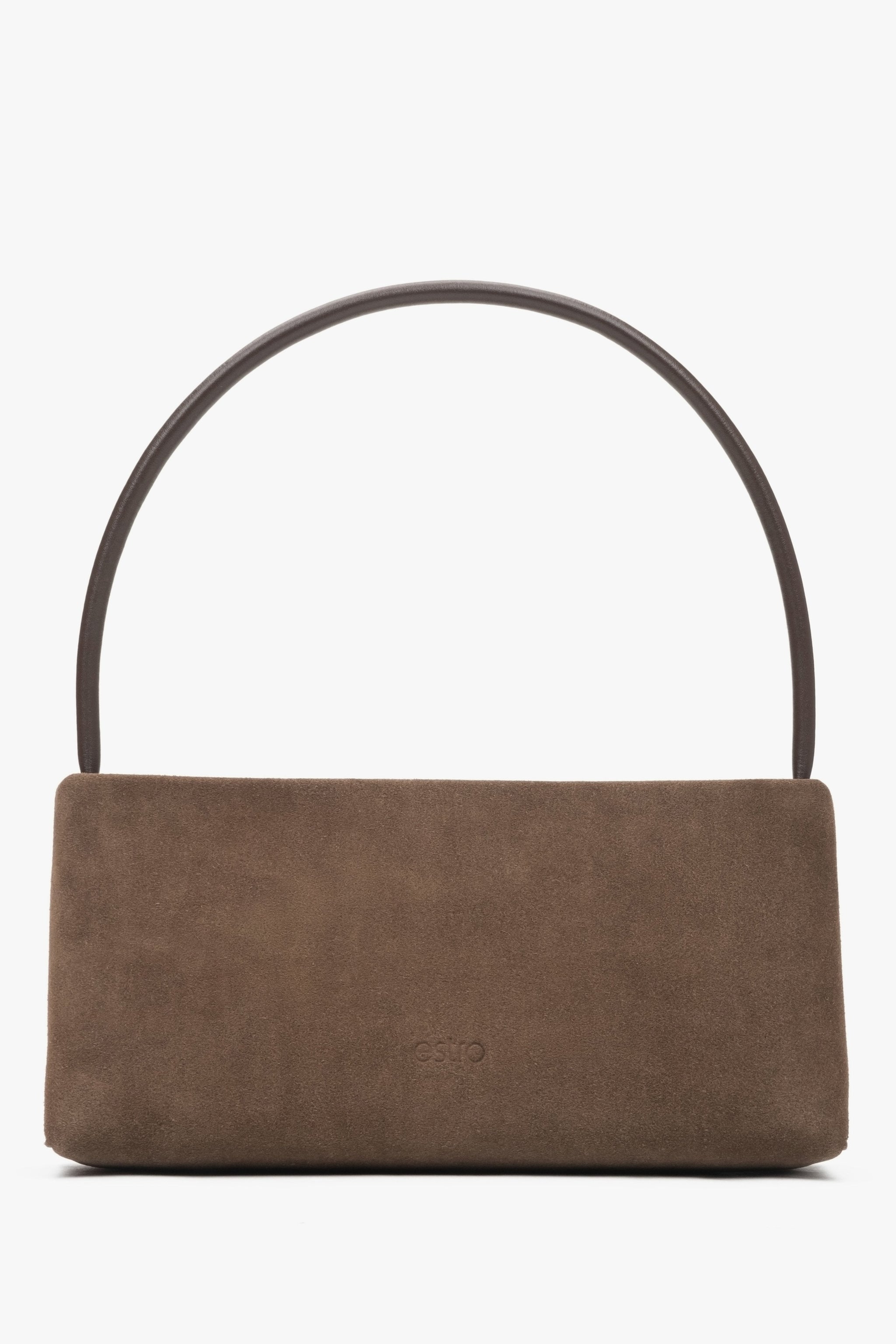 Braune Damen-Schultertasche aus echtem Velours Estro ER00116821.