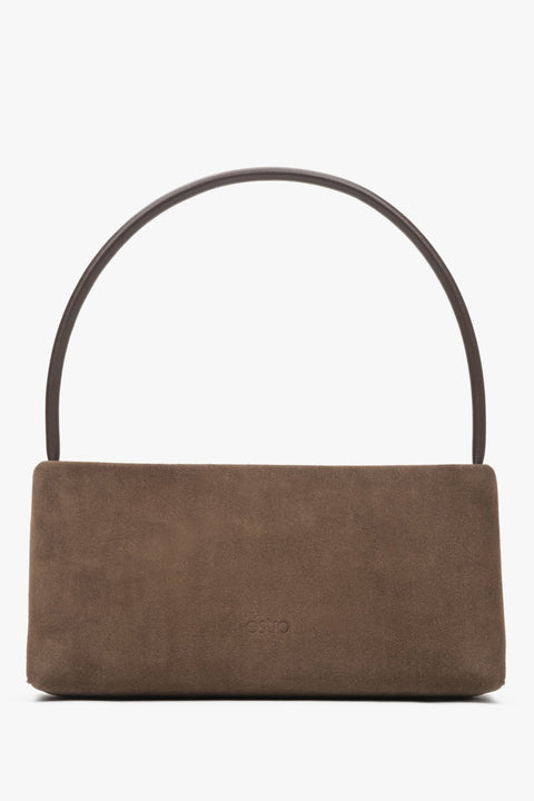 Braune Damen-Schultertasche aus echtem Velours Estro ER00116821.