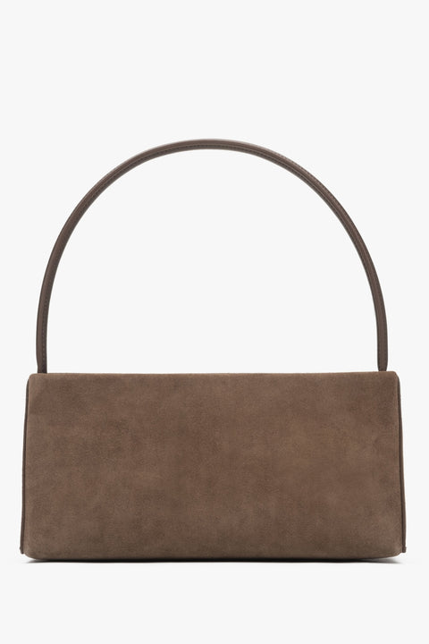 Braune Damen-Schultertasche aus echtem Velours Estro ER00116821