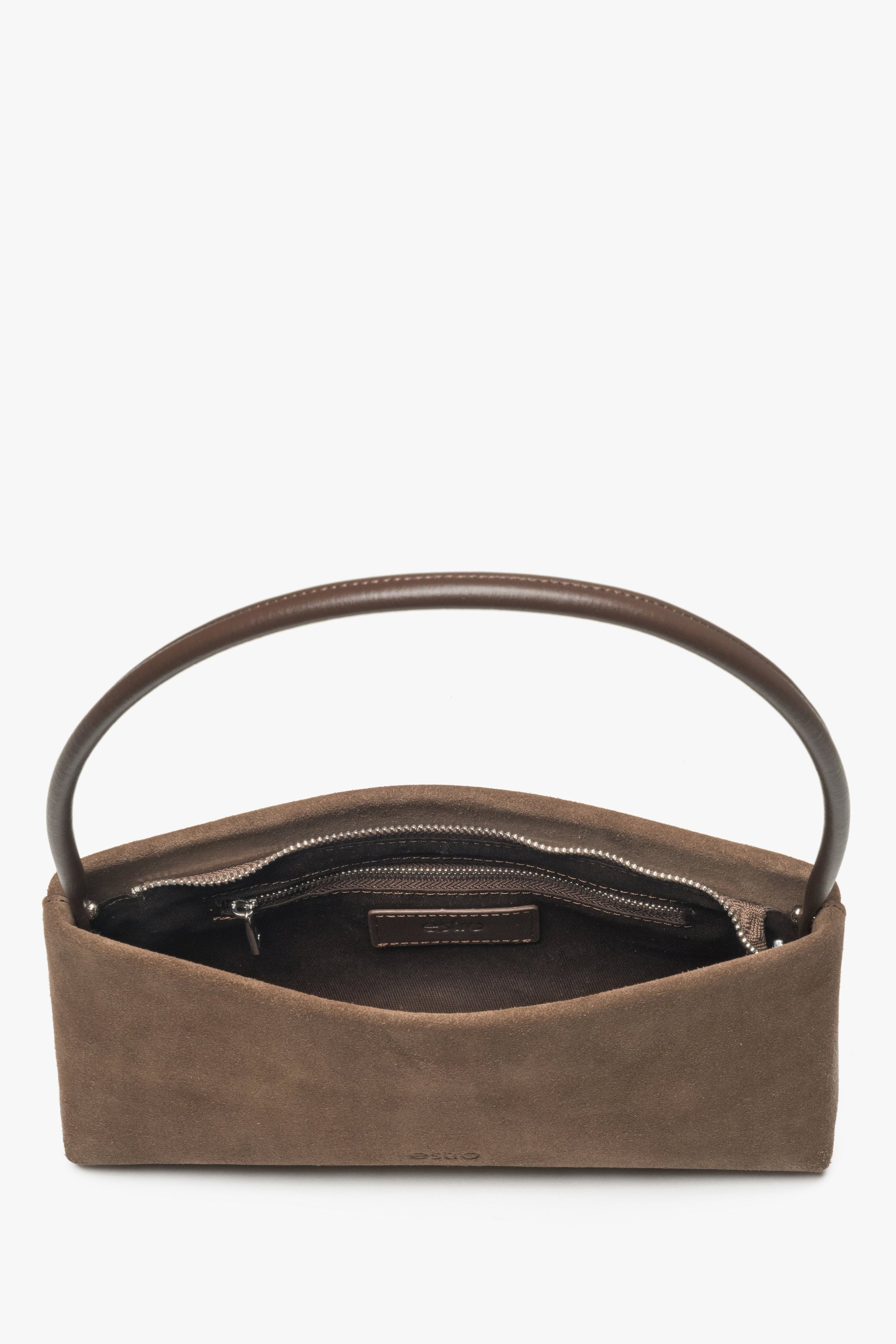 Elegante braune Damen-Schultertasche aus echtem Velours Estro ER00116821