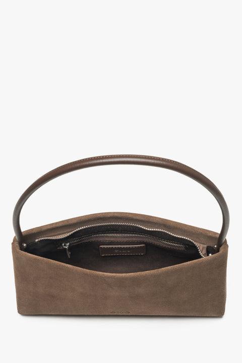 Braune Damen-Schultertasche aus echtem Velours Estro ER00116821