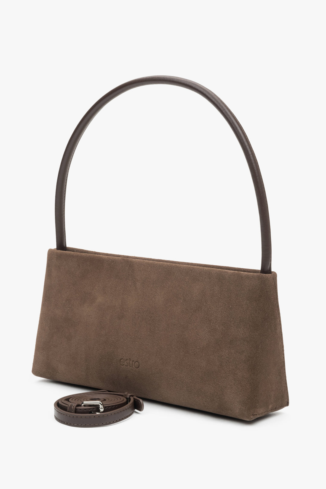 Braune Damen-Schultertasche aus echtem Velours Estro ER00116821