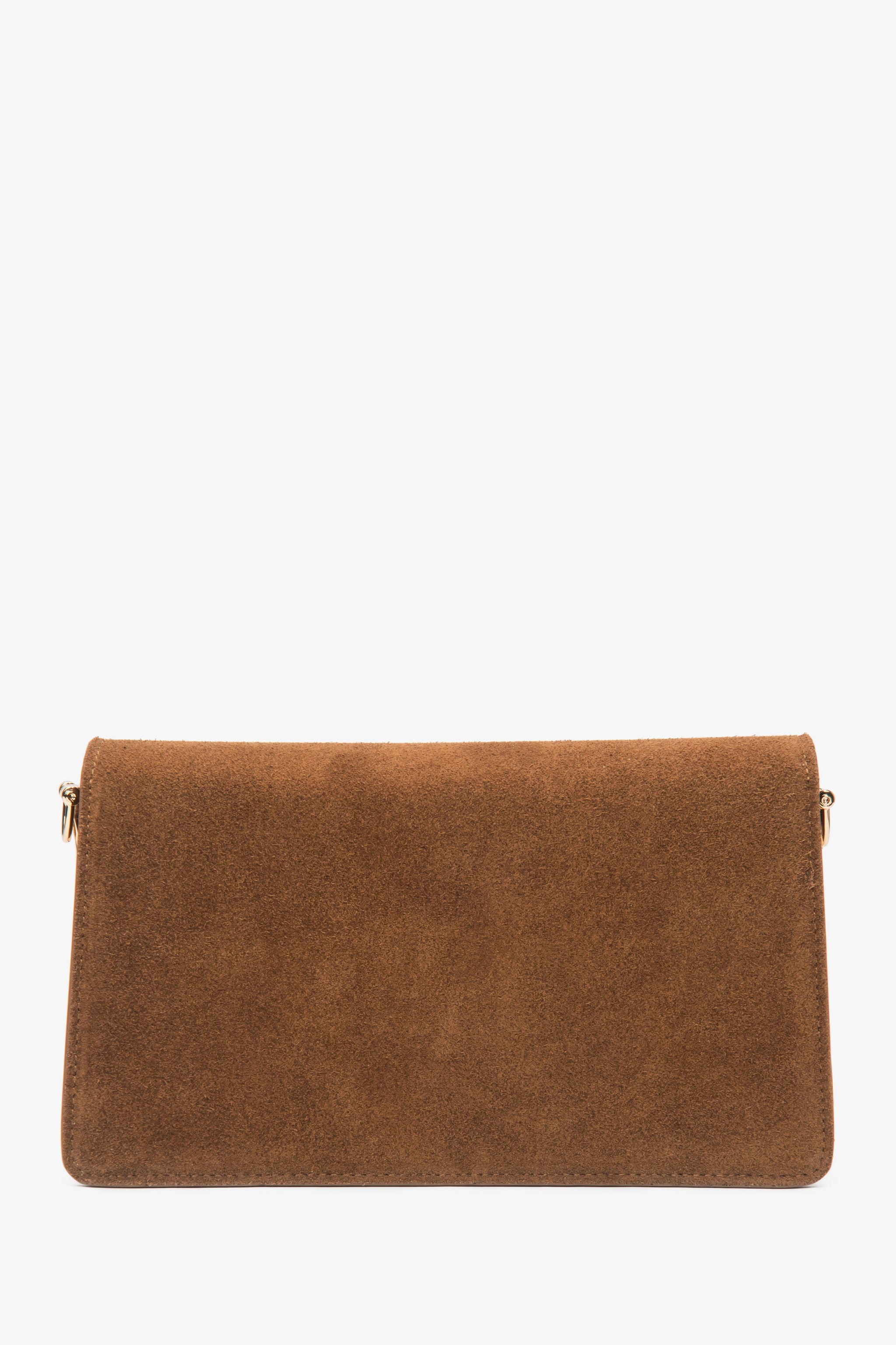 Rückansicht der kompakten braunen Damen-Schultertasche von Estro.