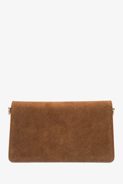 Rückansicht der kompakten braunen Damen-Schultertasche von Estro.