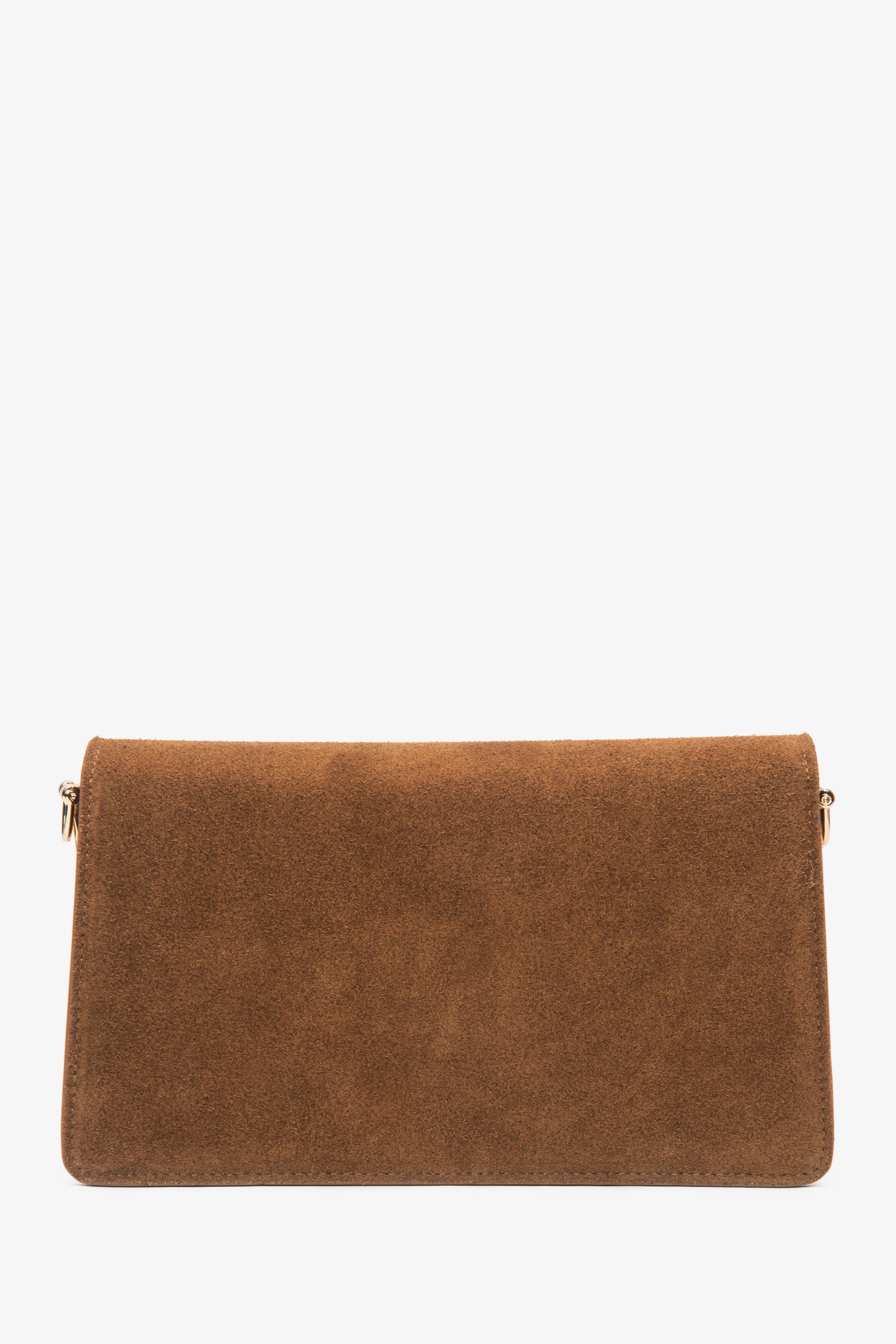 Rückansicht der kompakten braunen Damen-Schultertasche von Estro.