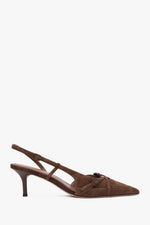 Damen Slingpumps aus braunem Velours mit niedrigem Absatz Estro ER00117175.