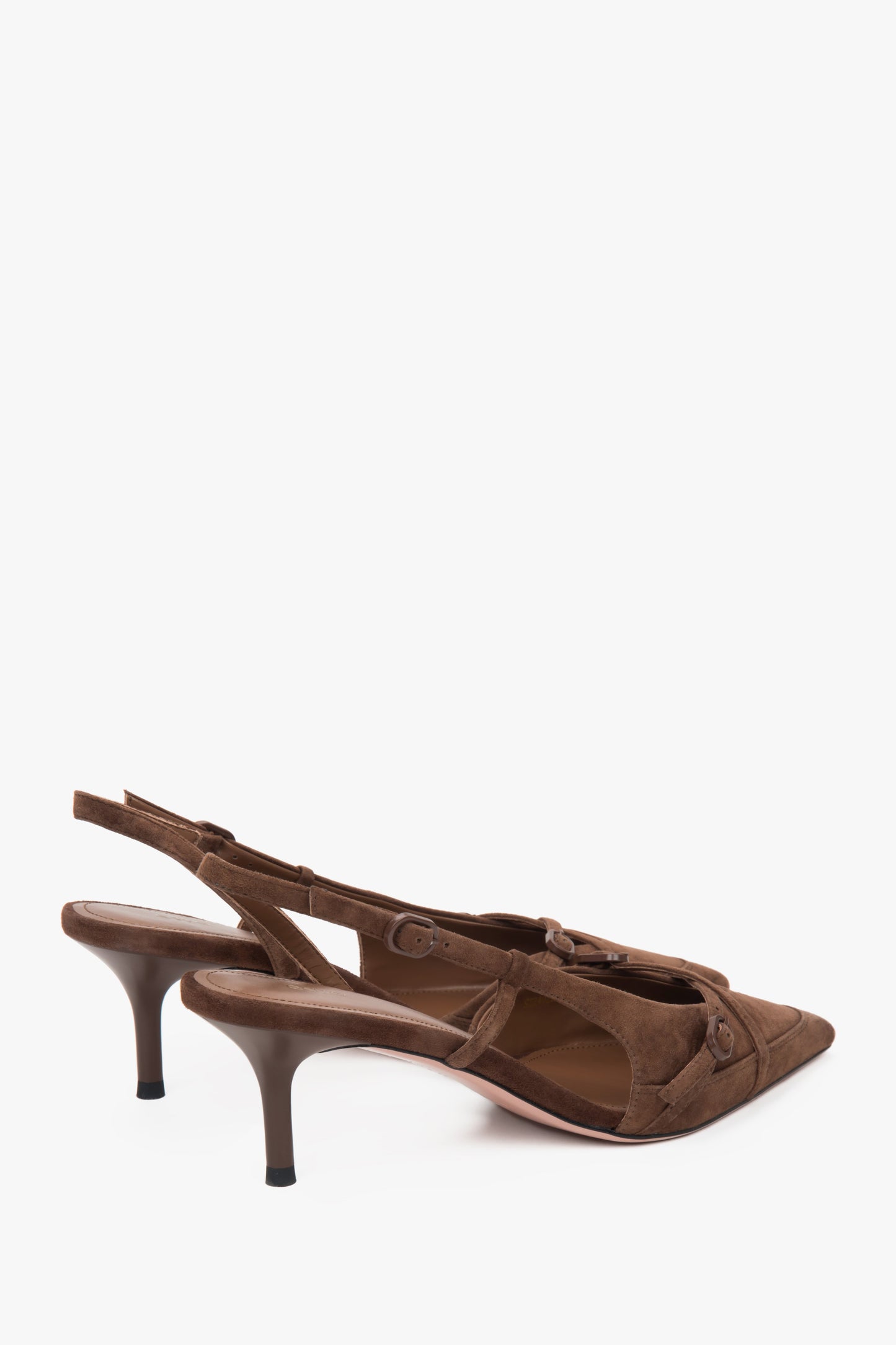 Estro braune Slingback-Pumps mit niedrigem Absatz für Damen.