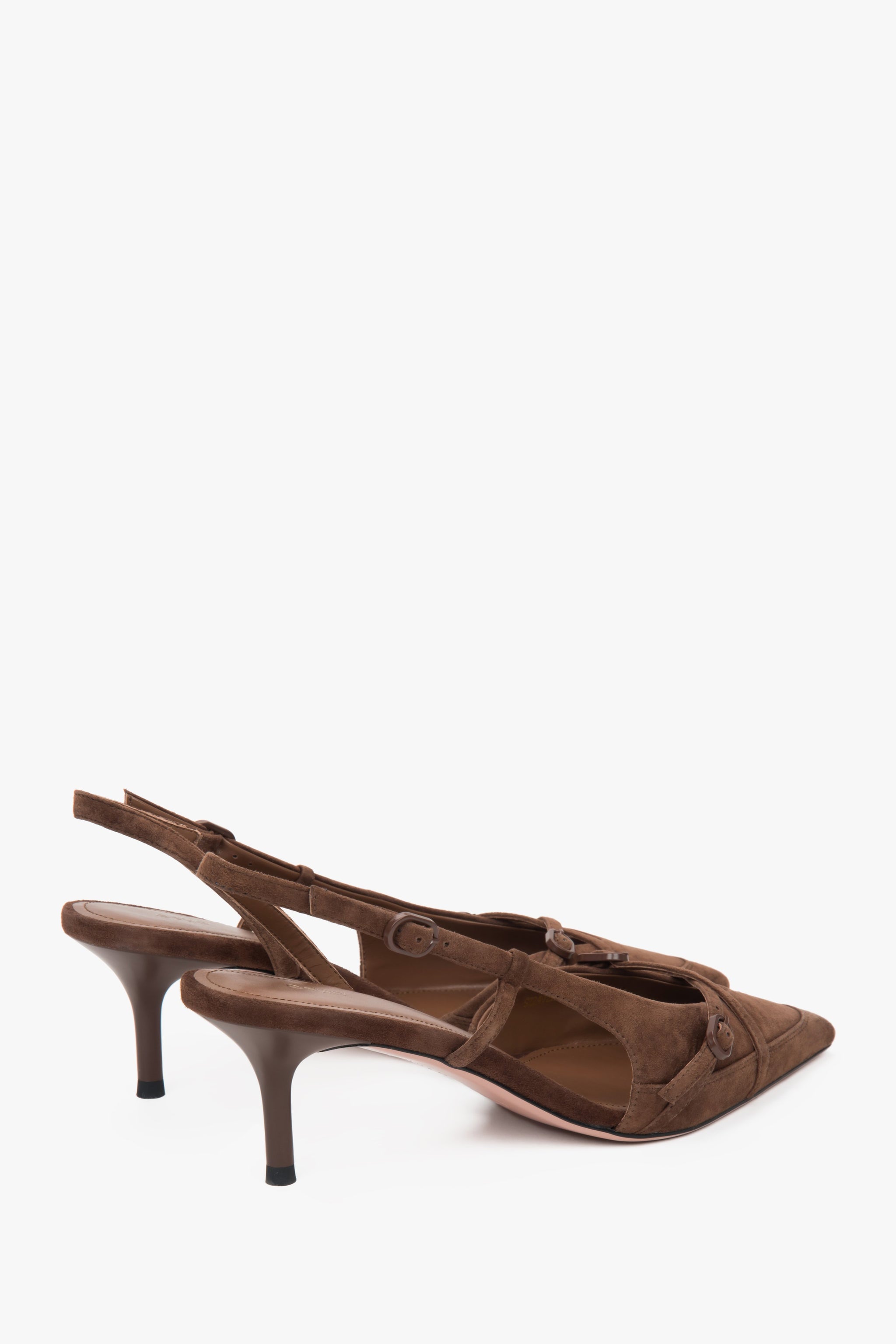 Estro braune Slingback-Pumps mit niedrigem Absatz für Damen.