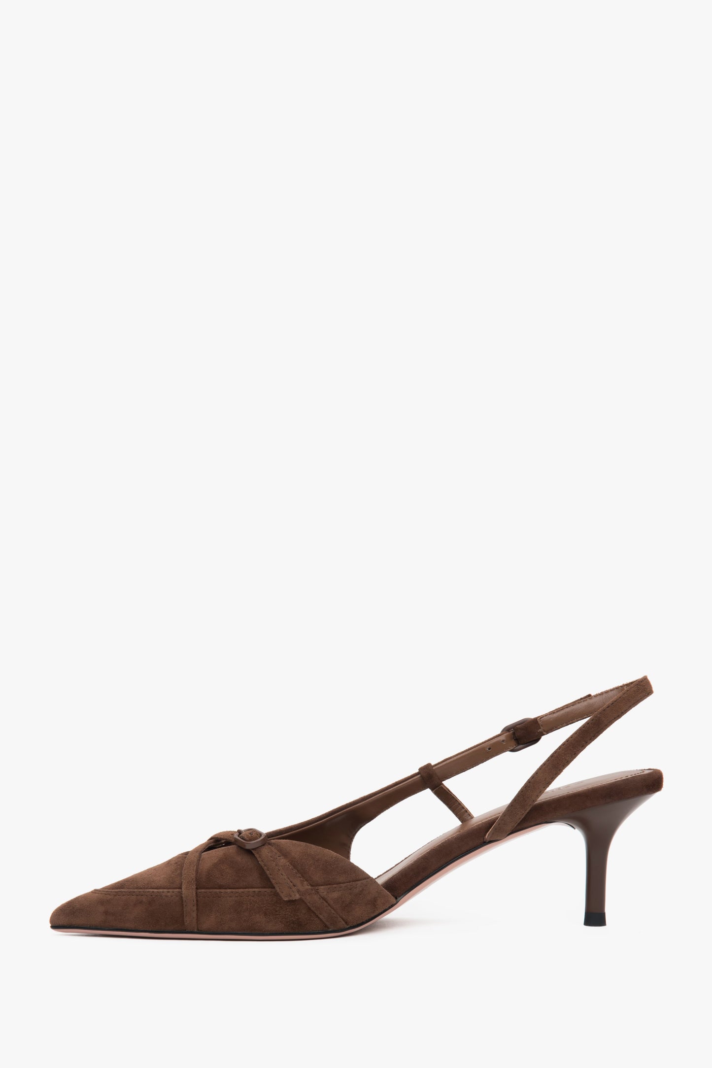 Estro Damen-Slingbacks aus braunem Velours mit niedrigem Absatz.