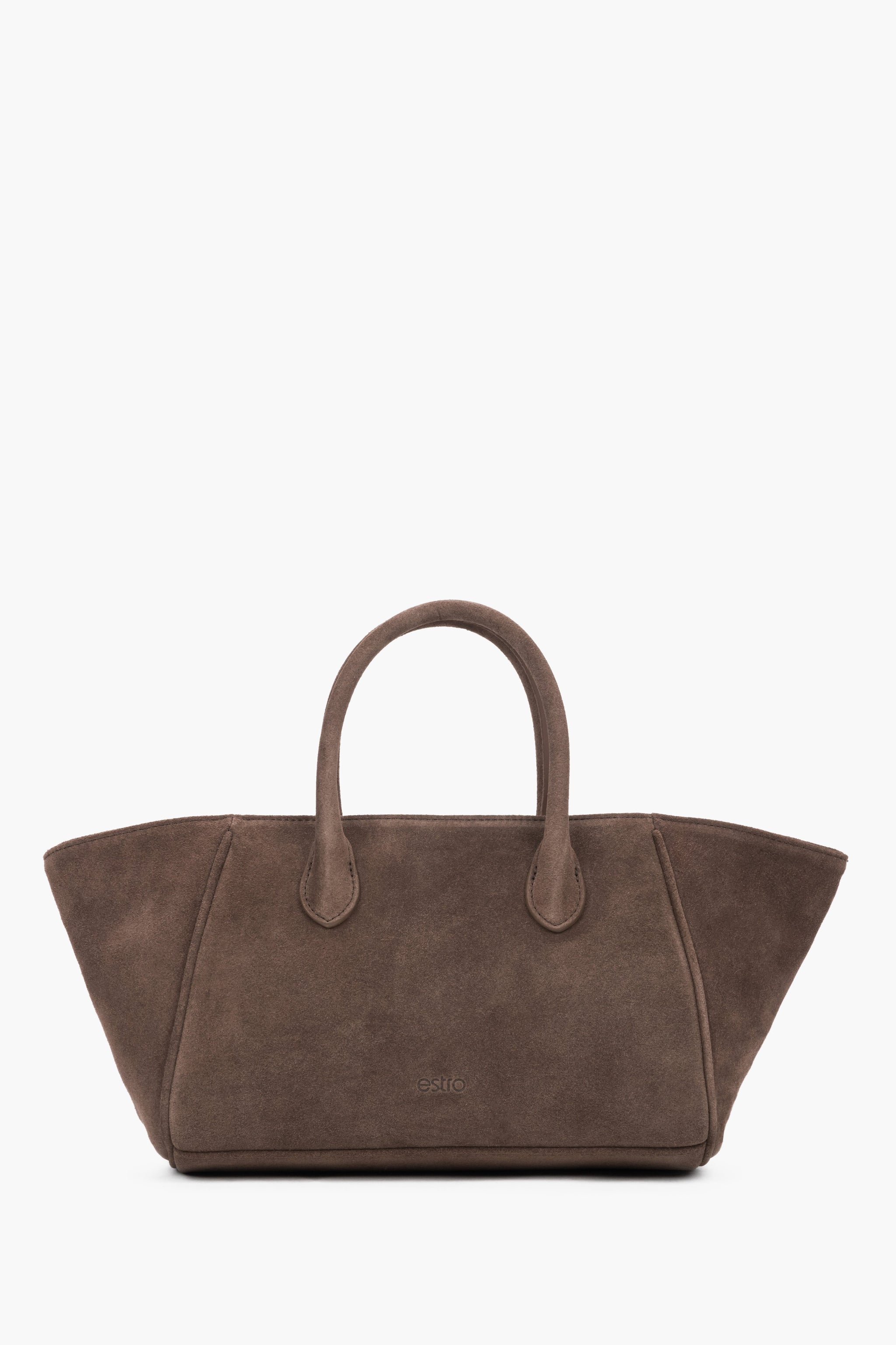 Braune Damen-Tote-Bag aus Veloursleder Vorderansicht